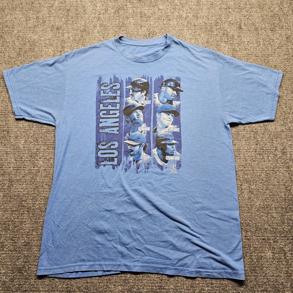 Los Angeles Dodgers MLB Graphic T-Shirt Kershaw Kemp Gonzalez Blue Mens XL-ish